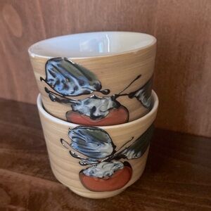 Japanese Hand painted Persimmon Tea Cups